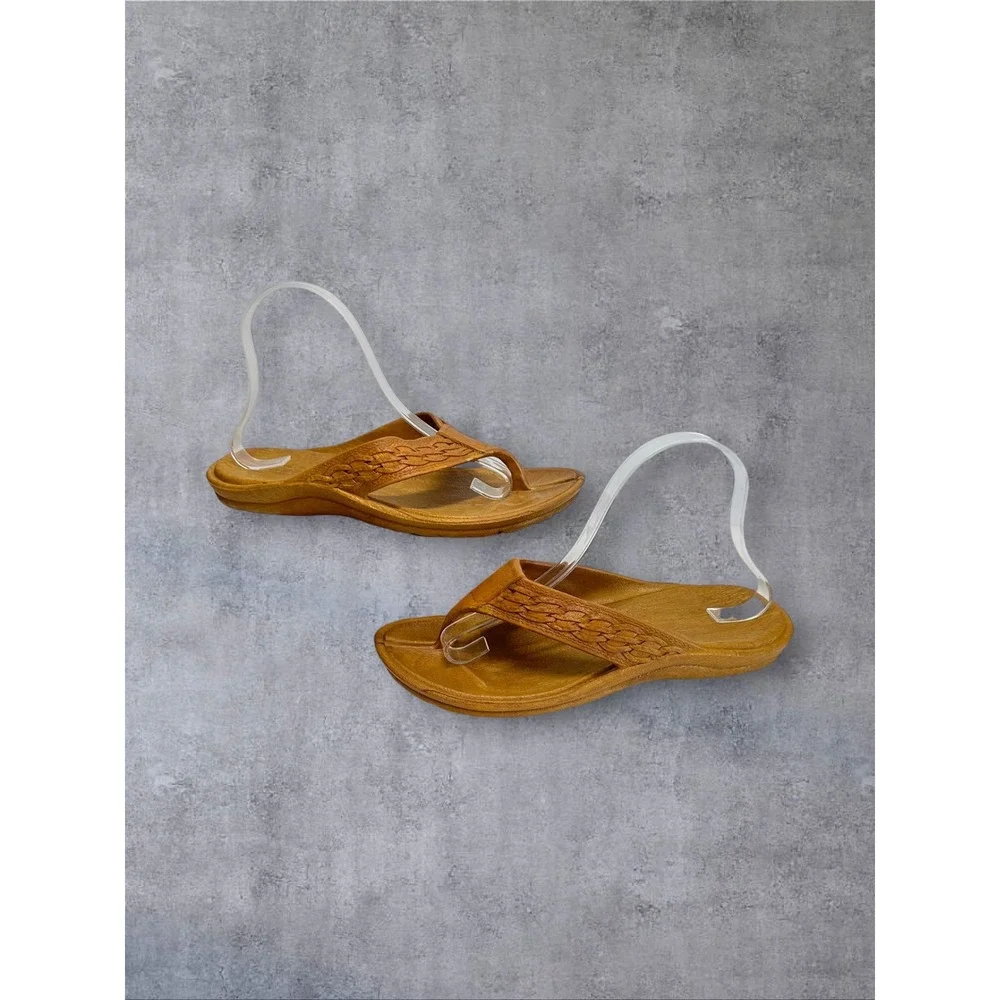 Pali Hawaii Thong Sandals Mens 9 Brown Woven Strap Flip Flops
